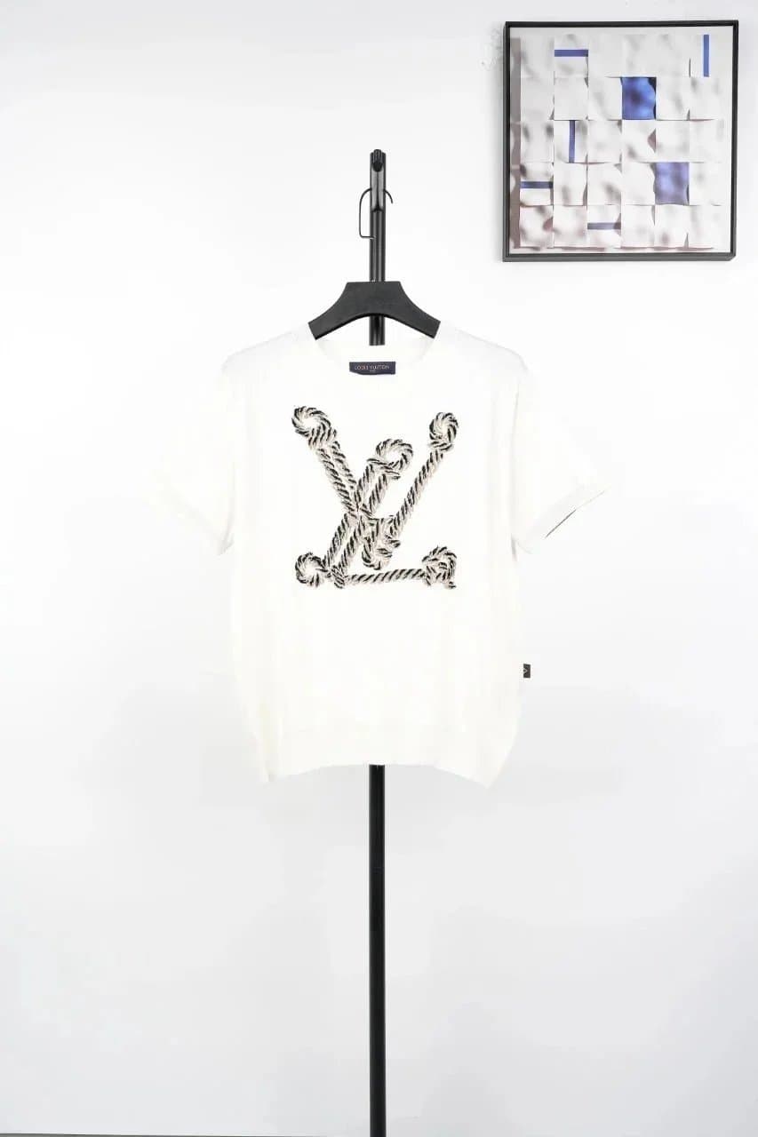 【M】绳索老花字母提花短袖