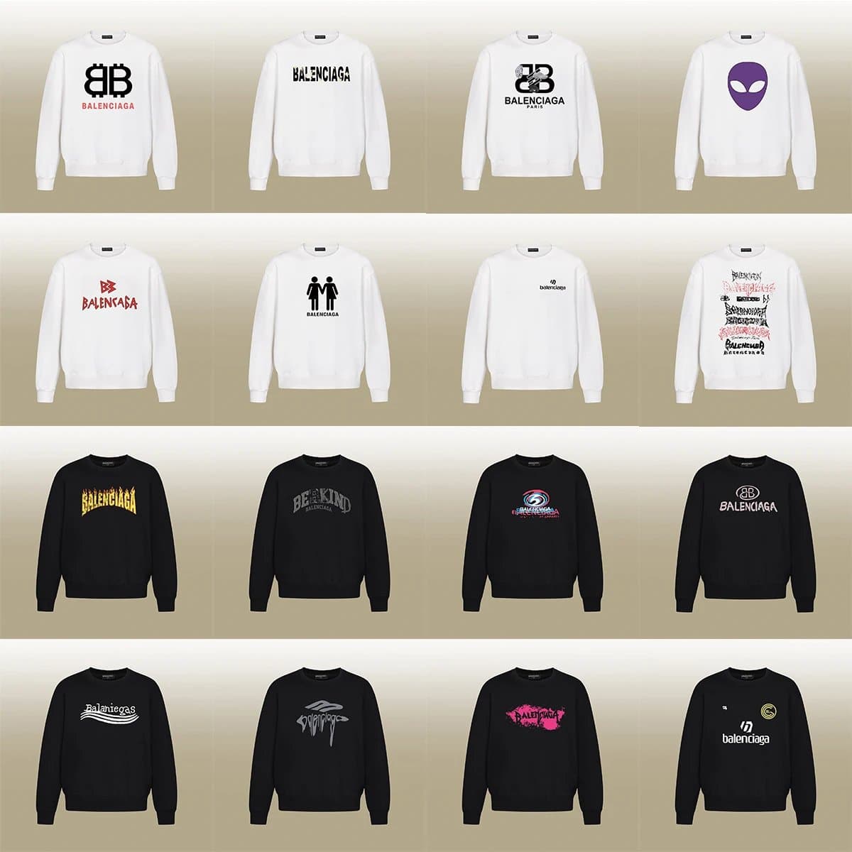 【上九路G】跨境高版本秋冬新款重磅纯棉印花圆领卫衣休闲百搭男女