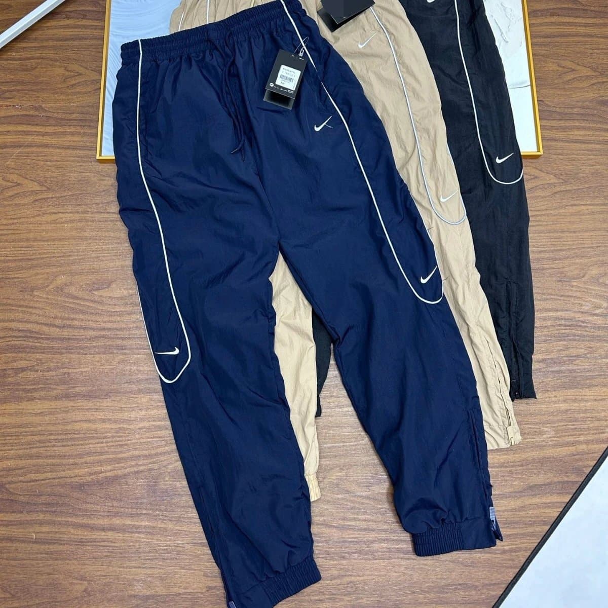 【靖之G】秋海外爆款联名男士休闲裤跨境钩子刺绣反光条休闲情侣运动裤