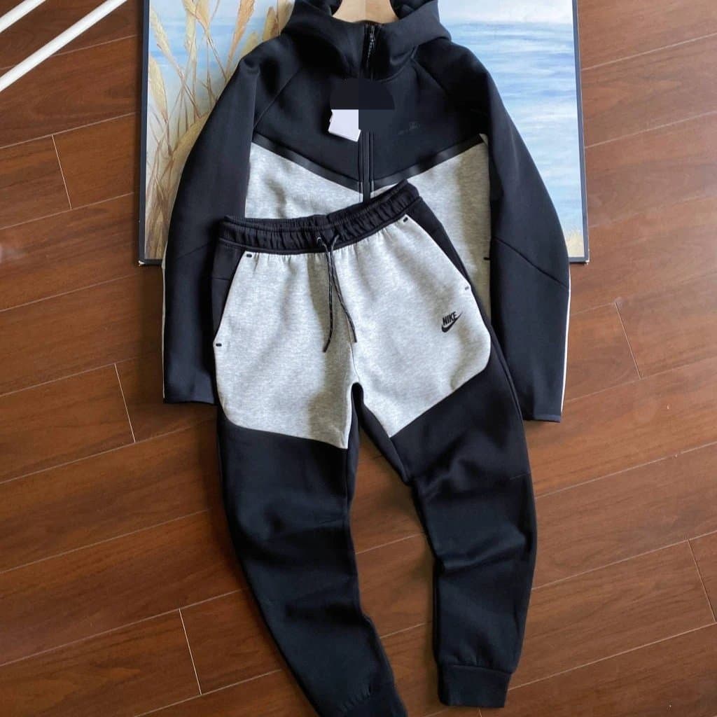 【靖之G】25春秋海外爆款风行者男士套装 钩子印花拼接休闲情侣连帽运动服