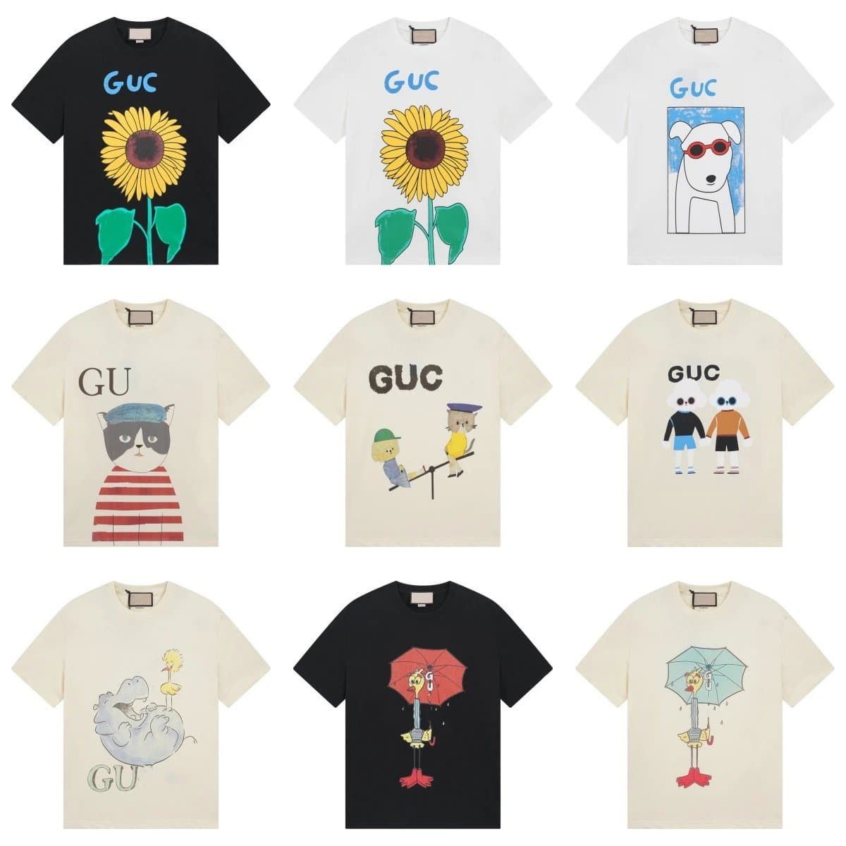 【贝洋G】跨境外贸系列图案印花男女情侣休闲宽松圆领短袖