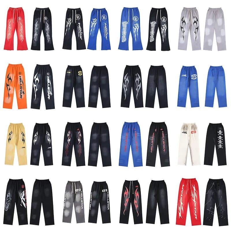 【上九路G】跨境外贸批发洗水做旧印花休闲长裤男女潮牌合集