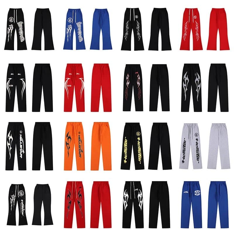 【上九路G】跨境外贸新款欧美潮牌印花洗水黑做旧休闲长裤男