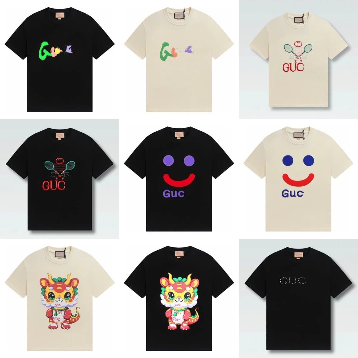 【贝洋G】跨境夏季新款图案字母刺绣印花宽松男女情侣短袖