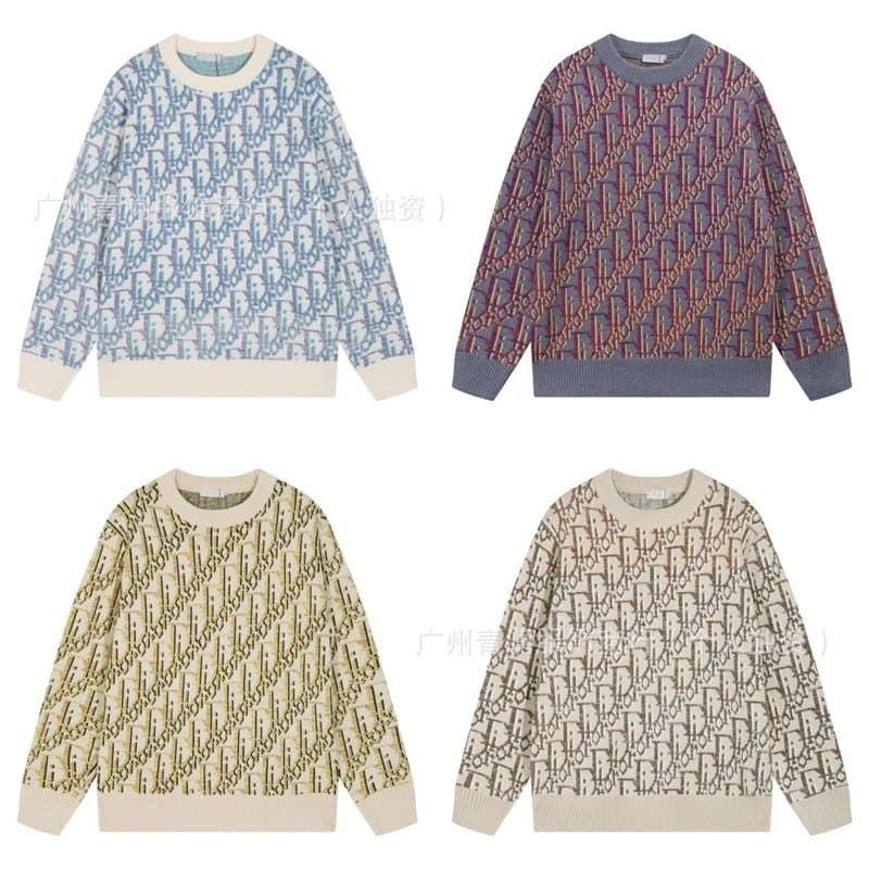 【贝洋G】高版本满身彩色提花羊毛针织圆领休闲宽松套头长袖毛衣