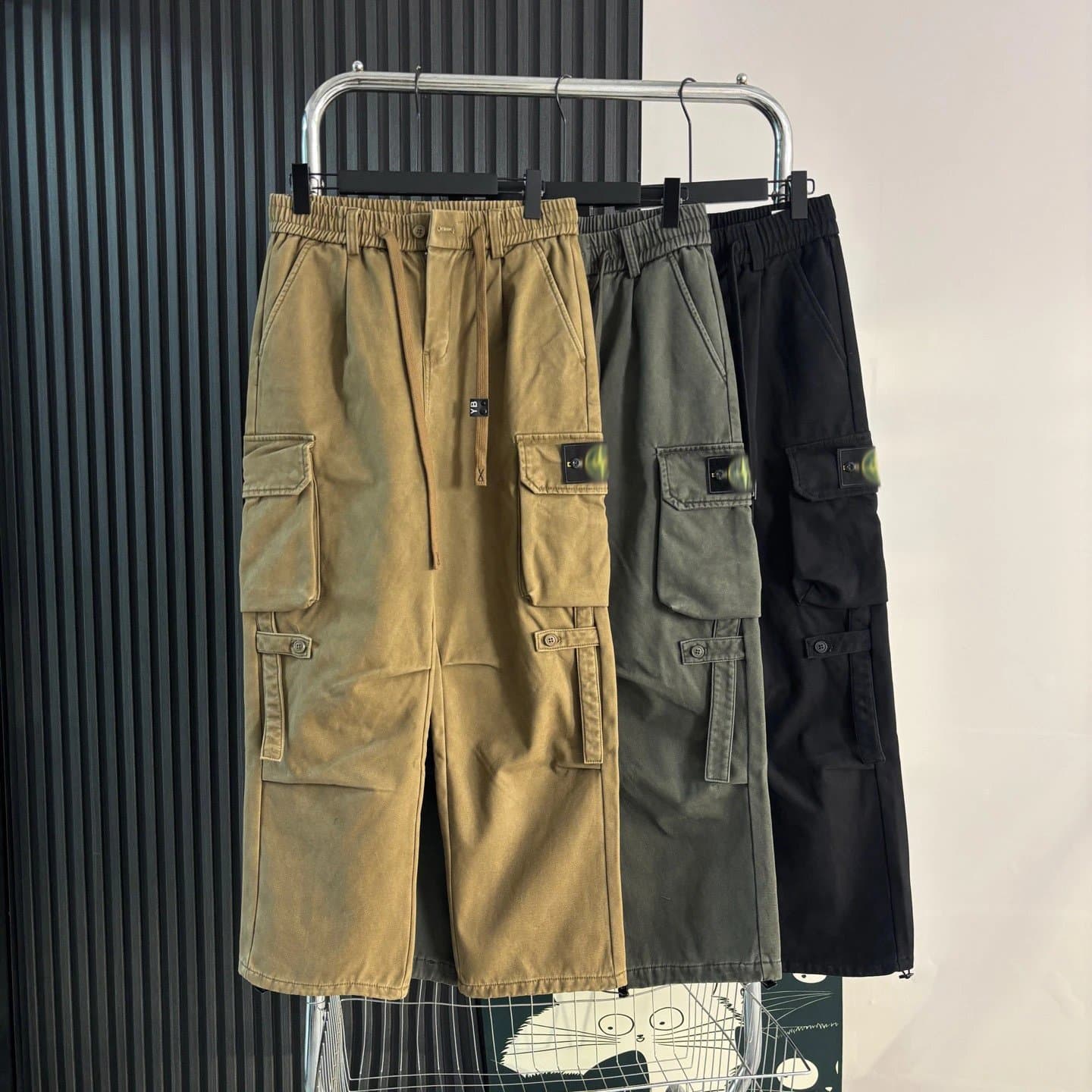 【上九路G】跨境美式复古休闲宽松直筒裤加绒多口袋牛仔工装裤男女